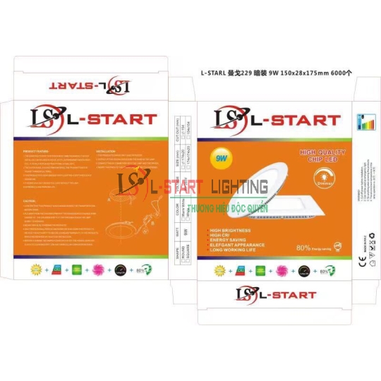 LED ÂM TRẦN LSTART VUÔNG 9W